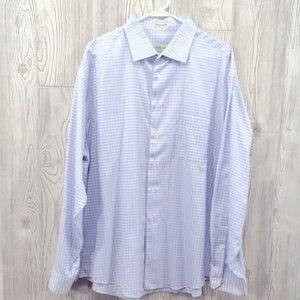 𝅺PRONTO Uomo Blue & White Gingham Pattern Shirt XXL
